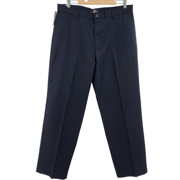 Dockers Signature D3 Pants Mens 36x32 Navy Blue Pinstripe Classic Fit NWT - Picture 1 of 6